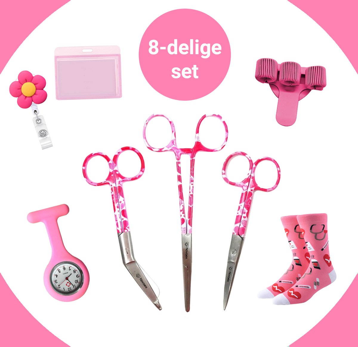 Goedkoopste Cadeaupakket verpleegkundige Pink Love XL - 5-Delig - Verpleegkundige scharenset - Pennenhouder - Verpleegkundige diagnosen - Verpleegkundige cadeau - Verpleegkunde