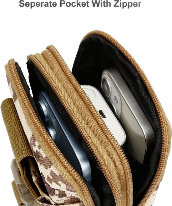 Étui adapté pour OnePlus Nord N10 5G en camouflage beige téléphone portable tactique molle EDC pochette compatible pochette d'épaule étui de ceinture militaire housse