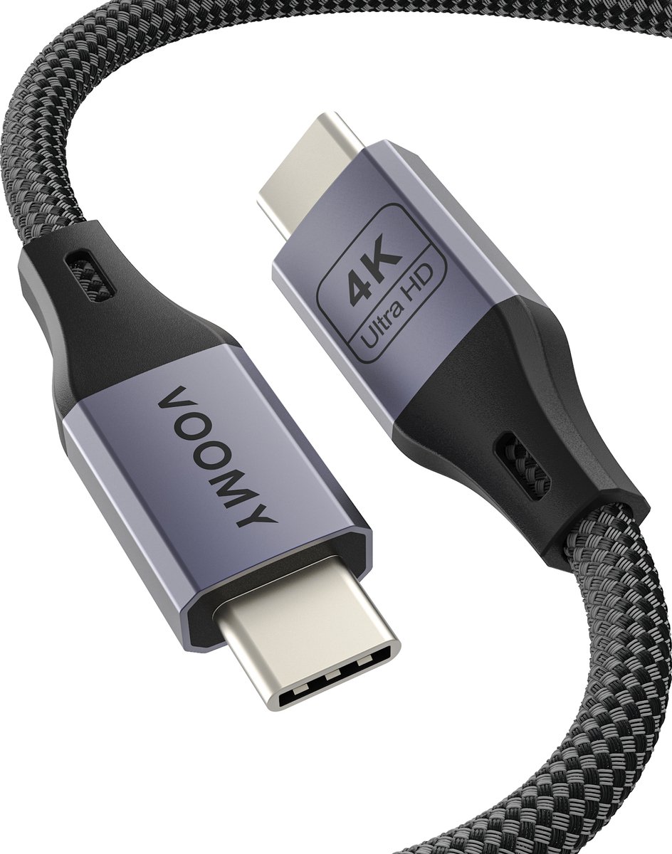 Bol.com Voomy 100W USB C Kabel - USB C naar USB C - 2 Meter - USB 3.2 - 20Gbps - 4K Ultra HD - Oplaadkabel, Snellader & Datakabe... aanbieding