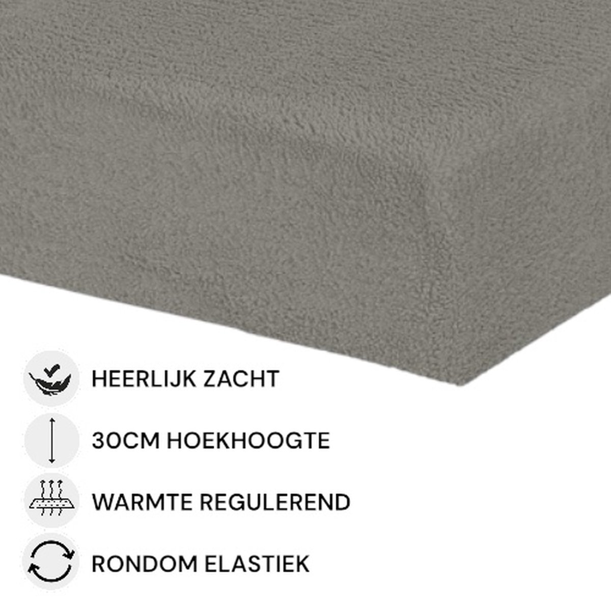Husch - Teddy Fleece Hoeslaken - 180x200 - Taupe