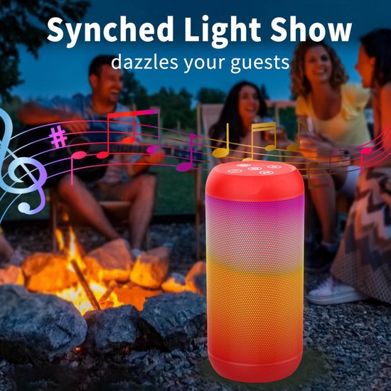 Bluetooth speaker rood-draadloze luidspreker dubbele luidsprekers-Supersubwoofer-AUX-TF en USB-18 uur muziek-RGB-licht-Bluetooth-5.3-rood van Onbekend — afbeelding 4