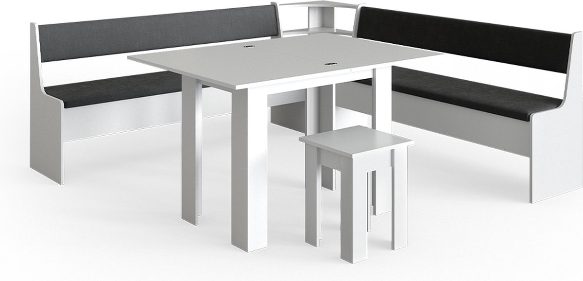 Vicco Roman Hoekbank set – 210 x 210 cm met tafel Wit