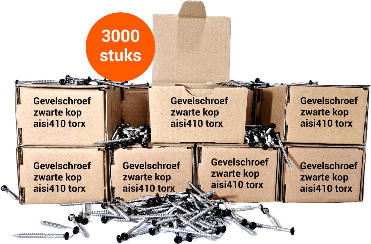 Gevelschroeven zwarte kop aisi410 4x40 - Voordeelpakket 3.000 stuks