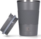 Castagnola Thermosbeker - Koffiebeker To Go - Travel Mug voor Koffie en Thee - Theebeker - 380 ML - RVS - Grijs