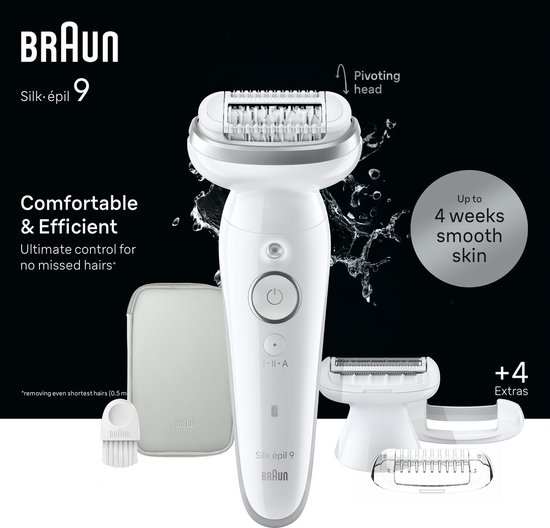 Braun Silk·épil 9 - Epilator met Ladyshave opzetstuk - type 9-041 - Wit/Zilver