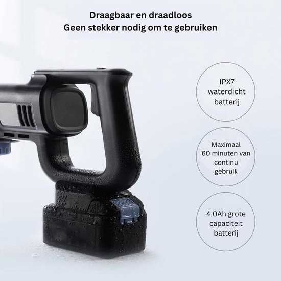 White-Label® Hogedrukreiniger Auto - Hogedrukspuit - Terrasreiniger - Zwart van White-Label® — afbeelding 2
