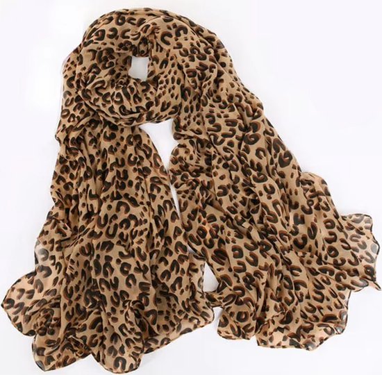 DKDDSSS 2 stuks lange damessjaal, luipaardsjaal, chiffon