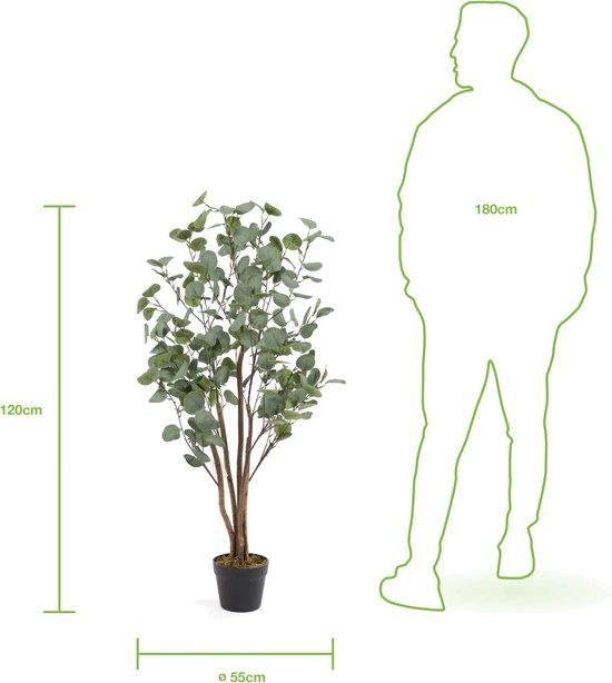Art Eucalyptus Koala | 120cm - Faux eucalyptus - Plantes artificielles pour l'intérieur - Plante d'eucalyptus artificielle