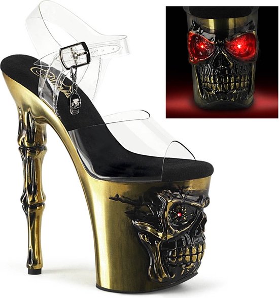 Pleaser Sandale à bride cheville, Chaussures de pole dance -39 Shoes- RAPTURE-808-LT US 9 Transparent/Couleur bronze