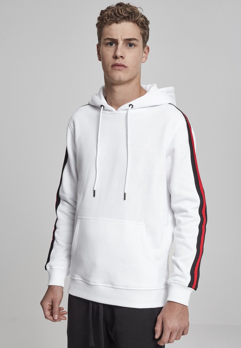 Urban Classics Stripe Shoulder Hoodie/trui L Wit