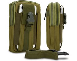 Hoesje geschikt voor ZTE Blade S6 LUX in effen groen tactische mobiele telefoon molle EDC etui compatibel schoudertache militaire riem case cover