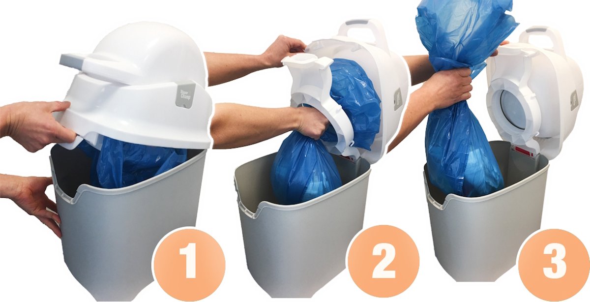 Luieremmer Diaperchamp One Handsfree Silver | Van Asten Babysuperstore
