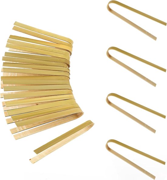 Bamboe Toast Tang voor het serveren van voedsel - 7 inch Mini Houten Kooktang met