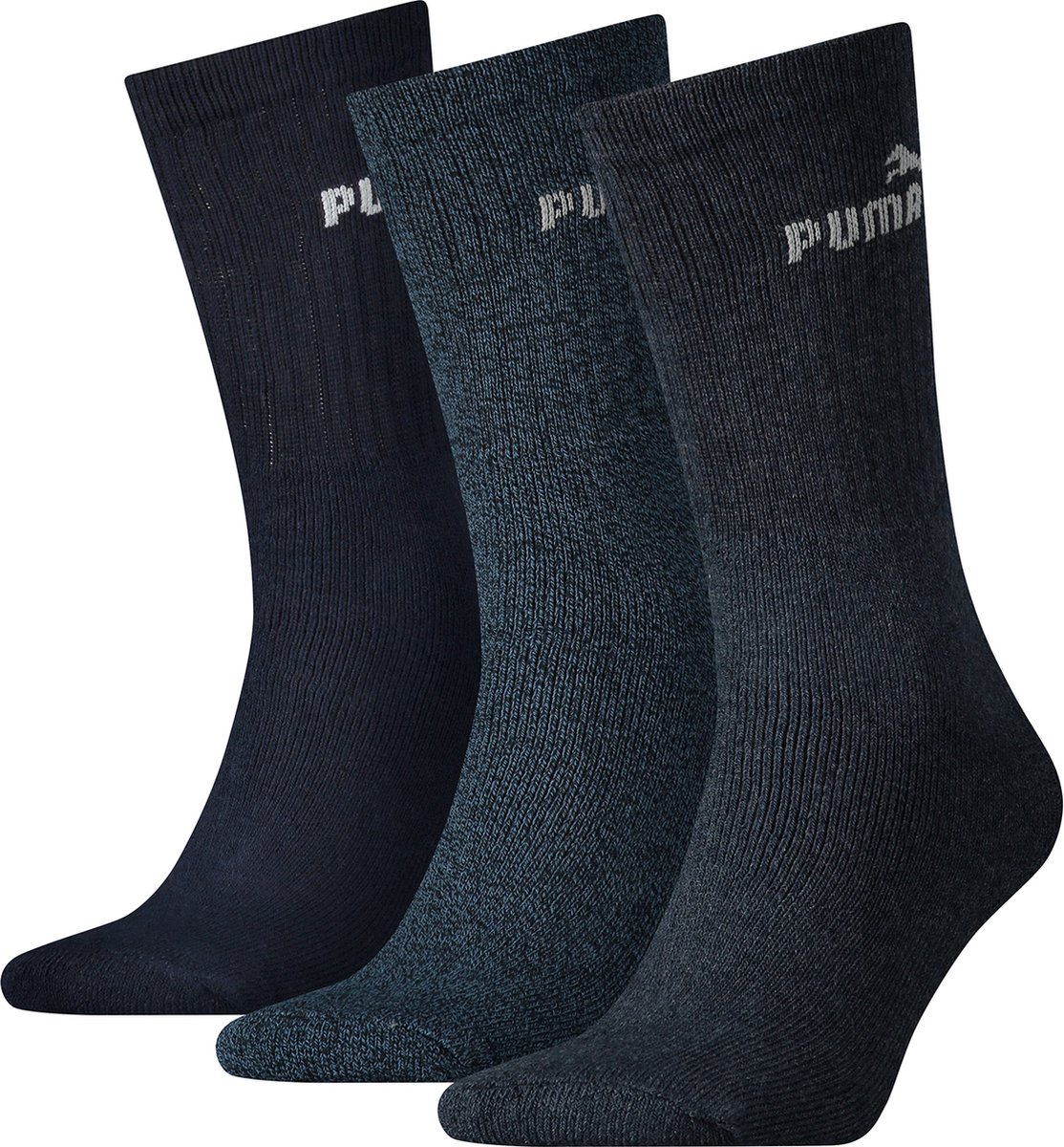 Puma sportsokken tennissokken crew tennissokken unisex voor heren en dames 3 paar Marineblauw