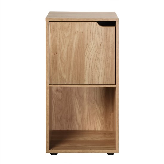 CALICOSY - Set van 2 nachtkastjes met 2 houten vakken en 1 deurtje 31cmx29x62cm