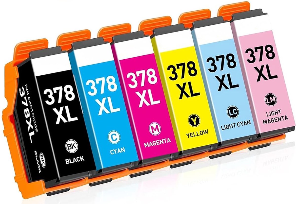Boxstuff Inkt geschikt voor 378XL - Compatibel met Epson 378 XL - Inkt Cartridge 6-pack voor Epson Expression Photo XP-8500 / XP-8505 / XP-15000 / XP-8600 / XP-8605 / XP-8700 - Pack Kleur en Zwart
