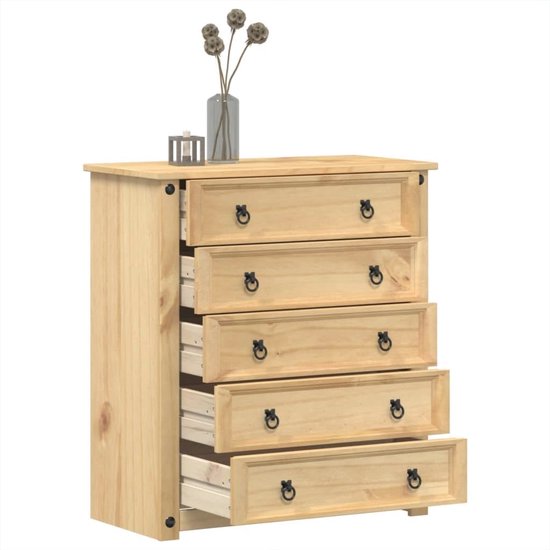 Ladekast 80x40x89 cm van massief grenenhout met 5 lades