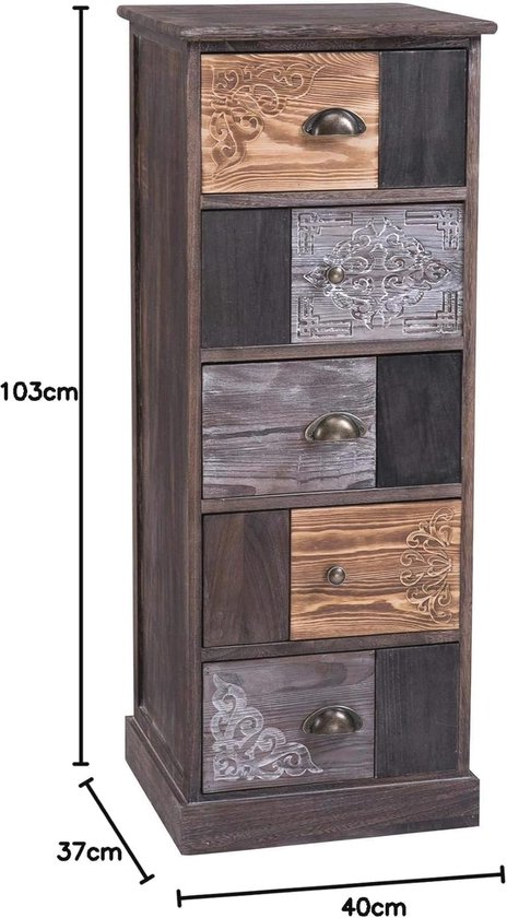 Vintage Ladekast Hout White bij