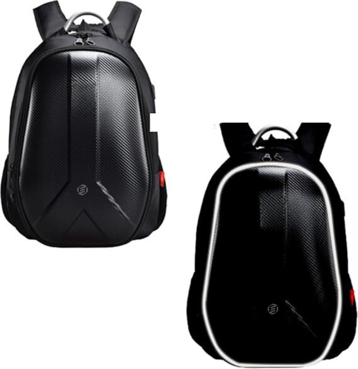 Image of Equivera Motor rugzak - Mannen Motorfiets Rugzak - Waterdicht - Regenbescherming - Rugzak voor Volledige Gezichtshelm - Reflectief - 35L - Zwart