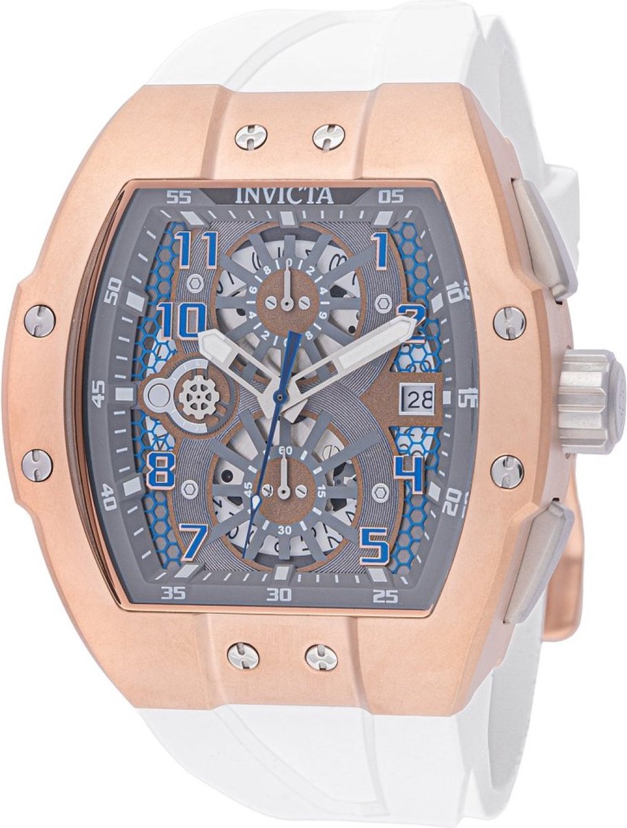 Invicta Racing 48028 Heren Horloge - Waterdicht - Analoog - Quartz Uurwerk - Roestvrij Staal met grijze Wijzerplaat - 47mm
