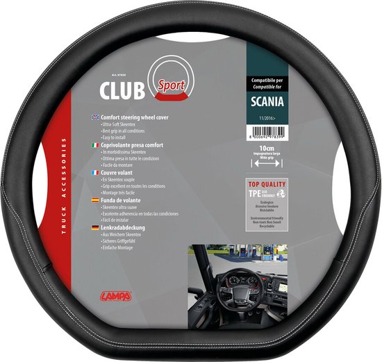 Sports de club | housse de volant skeentex sur mesure | Skeentex ultra doux | Meilleure adhérence dans toutes les conditions | Convient pour Scania G/P/R/ S série 7 (11/2016>)