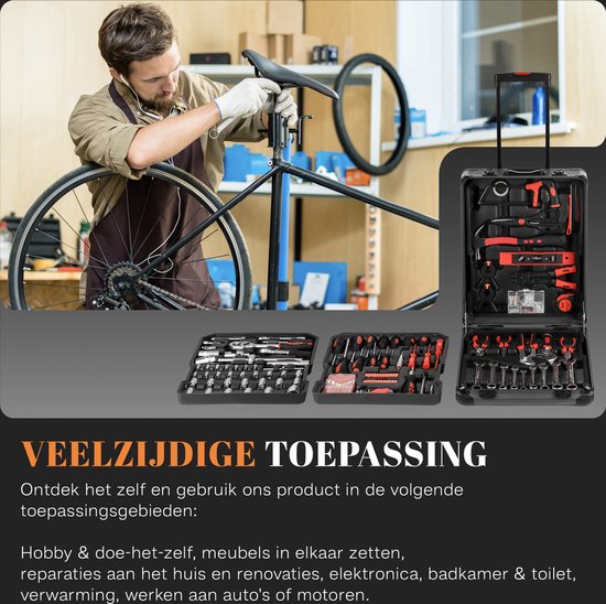 Imtex Gereedschapstrolley - 399-Delige Gereedschapskoffer - Gereedschapskist - Gereedschapset op Wielen - Gevuld - Aluminium