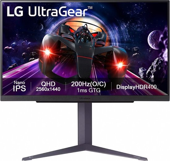 LG UltraGear 27GS85Q-B - QHD Gaming Monitor - 180Hz - O/C 200Hz - Nano IPS - 27 inch