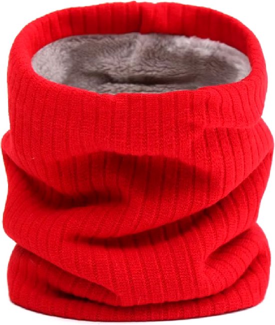 Warme Col Sjaal Rood- Zachte Fluffy voering - Dikke Hals Warmers - Deels katoen| Seizoen Herfst winter| Cadeaus | Teddy voering.