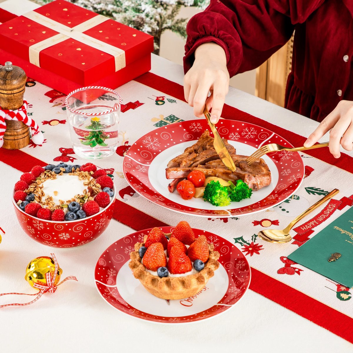 Assiette à Compartiments Réutilisable – 4 Sections – En PP Alimentaire – 23x23 Cm – Parfaite Pour Repas équilibrés, Bureau, Pique-nique