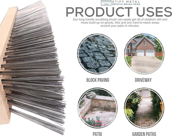 Stijf Metalen 30 cm Varkenshaar Deck Scrub Borstel voor Onkruid, Mos & Algen Verwijdering — afbeelding 4