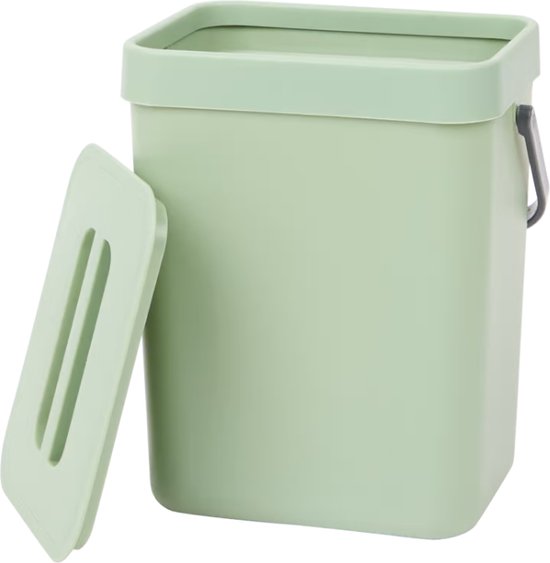 Prullenbak - Groen - 3L - Compostbak - Keukencompostbak - Ophangbare Bio Afvalemmer