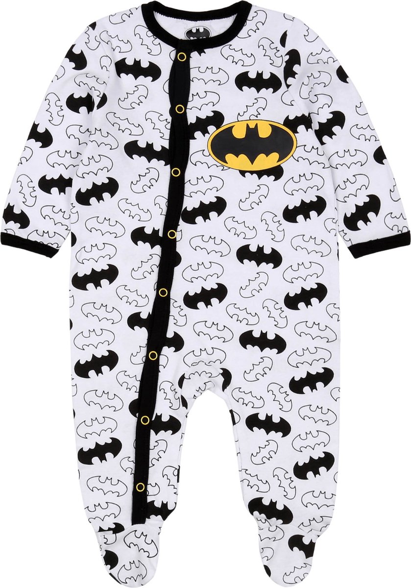 BATMAN wit met zwarte baby romper/spacifier