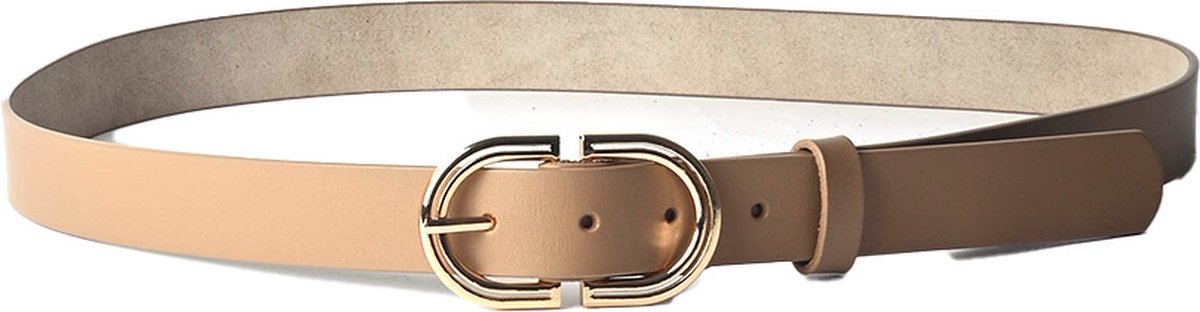 Giuliano dubbele 'C' riem - Taupe - Dames - Made in Italy