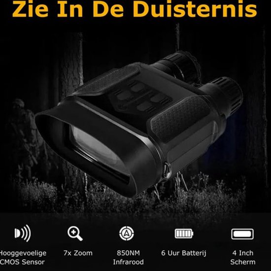 Jumelles de vision nocturne avec infrarouge – Jumelles de Luxe avec vision nocturne jour et nuit – Lunettes de Vision nocturne + carte SD – Lunettes de vision nocturne – Zwart