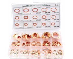 150 stuks - Koperring - pakking - Sluitringen - pakking assortiment kit - met assortimentsbox - M5, M6, M8, M10, M12, M14, M16, M18, M20, M22 - platte ring voor afdichtingsschroeven afdichtringen ternel