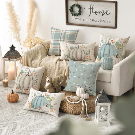 JOTOM Waterdichte kussensloop, outdoor, waterafstotend, kussenovertrek, sierkussen, sofakussen, decoratief bankkussen, overtrek voor bank, woonkamer, balkon, tuin, 45 x 45 cm (blauwe zeedieren