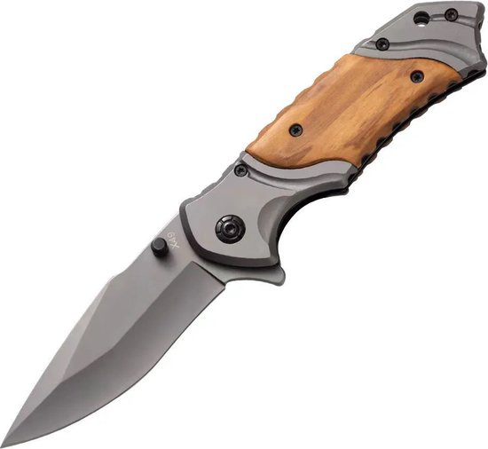 Foto: Survival zakmes outdoor 1 hand open systeem en broekclip 20 cm vouwmes rvs