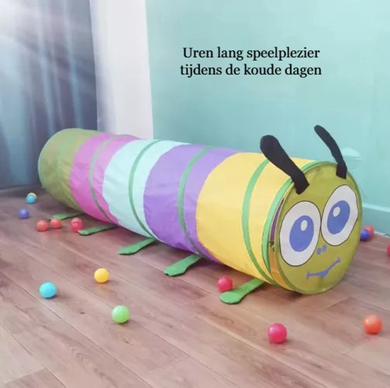 Bobbel Home Speeltunnel voor kinderen - Kruiptunnel Rups - 165x46cm - Inclusief Draagtas - Speeltent met tunnel - Kruiprol - Opvouwbaar - Speeltunnel voor Binnen en Buiten van Bobbel Home — afbeelding 5