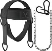 JAG GEARS Neck Trainer Neck Training - Neck Trainer 7 mm Rembourré en néoprène avec chaîne en acier réglable de 110 cm de long pour la salle de sport, la course, la boxe, le harnais d'entraînement du cou pour améliorer la force musculaire
