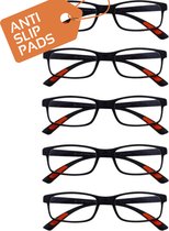 Lunettes de lecture Amazotti Milano +1,50 – Lunettes de lecture correctrices – Femme et Homme – Plastique – Zwart – Set de 5