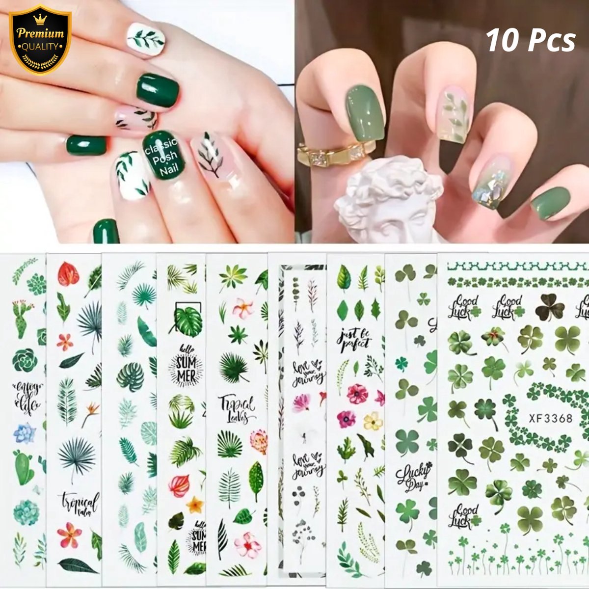 Goedkoopste GUAPÀ® Nagelstickers Blaadjes | 10 Vellen nagel stickers blaadjes en bloemetjes | Nail Decals | Nail Art | 10 vellen Nagelstickers Herfst & Winter Nagels