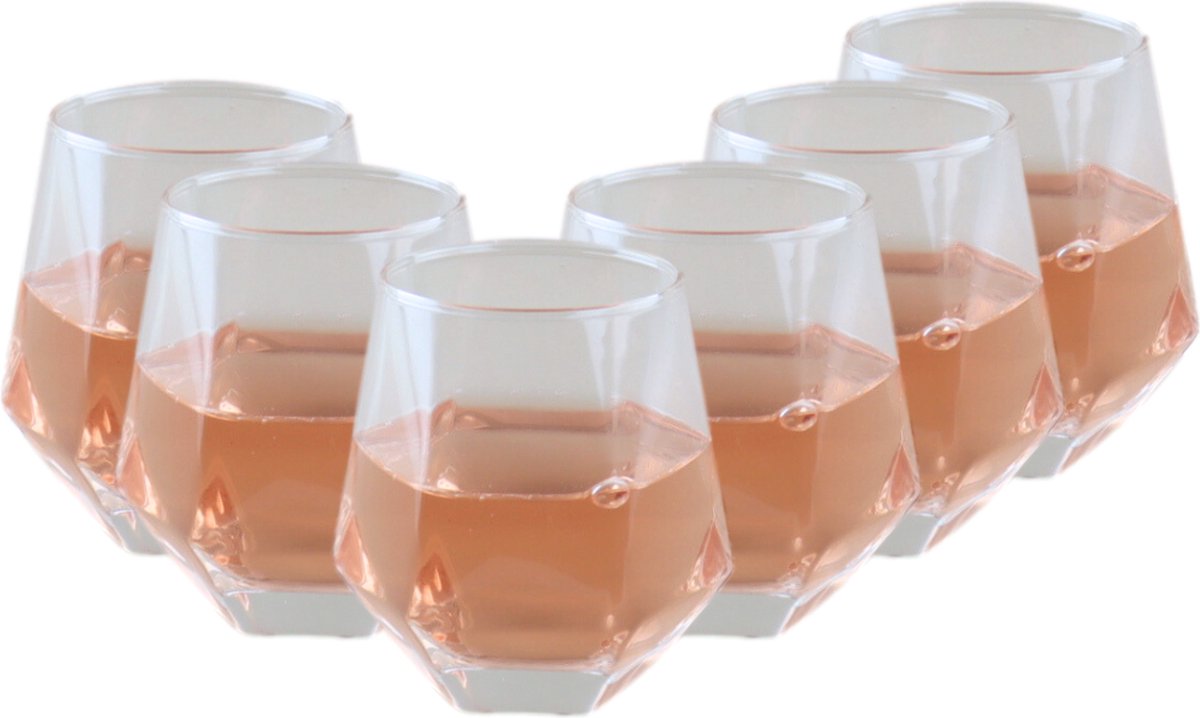OTIX Waterglazen - Limonade - Glazen Set van 6 - 300ml - Diamant vorm - Transparant - Glas