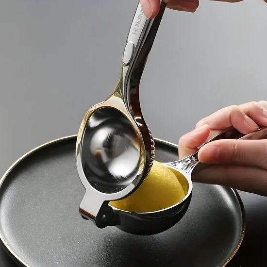 HI NATURE™ Robuuste Kwaliteit Citroenpers | Limoenpers - Handmatige Citroenpers - Lemon squeezer - Citrusknijper - Fruitpers - Sinaasappelpers | Zilver