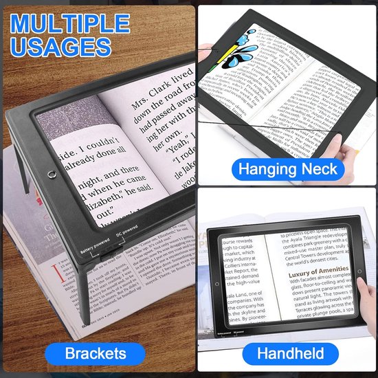 Loupe avec Siècle des Lumières LED - Loupe 5x pour la lecture et les loisirs - Portable et pliable