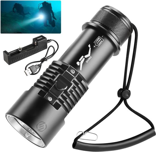 Lampe De Plongée Submersible 1600 Lumens – IPX8, Gradation Continue, Rechargeable (30 Mètres)