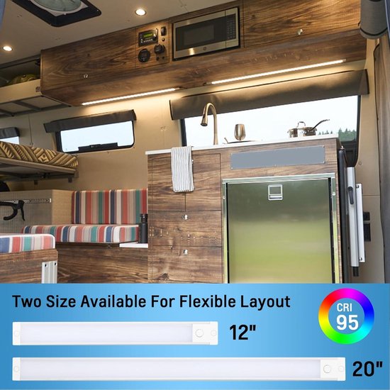 acegoo Camper Van 12V LED Strip Verlichting, LED Interieur Lichtbalk Dimbaar 4,5W 470LM Universele Onder Kabinet voor Campervan Bus Caravan Boot Keuken Badkamer met Schakelaar&Rood nachtlampje (4000K