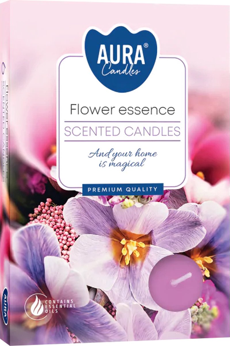 Aura - Geur Theelichtjes / Geurkaarsen / Geur Waxinelichtjes / Scented Candles - Boeket Bloemen/Flower bouquet - 1 doosje met 6 waxinelichtjes
