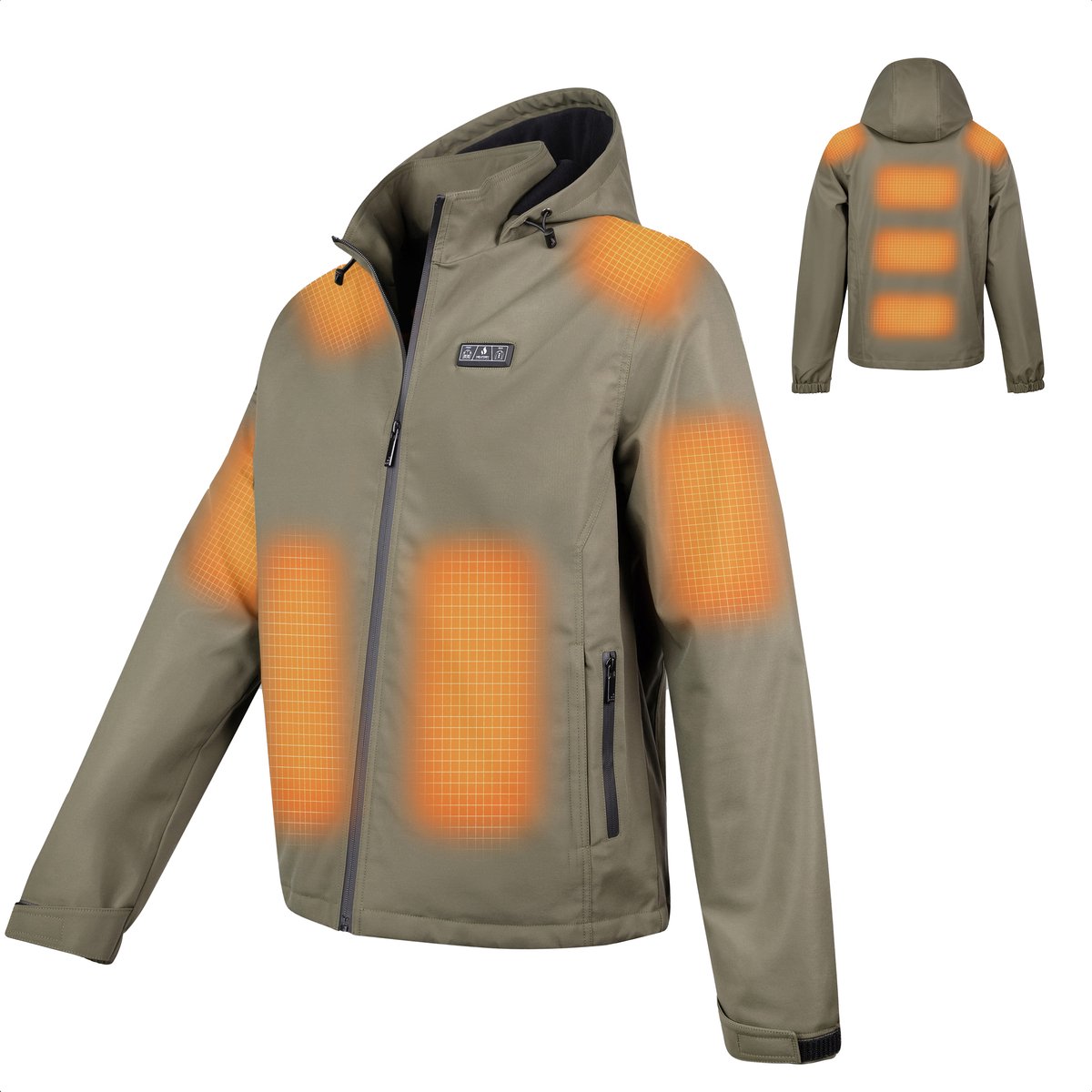 HEATDRY® Clothing - Verwarmde Jas Heren - Softshell Jas Heren - HeatFlex LITE - Groen - Maat: XL