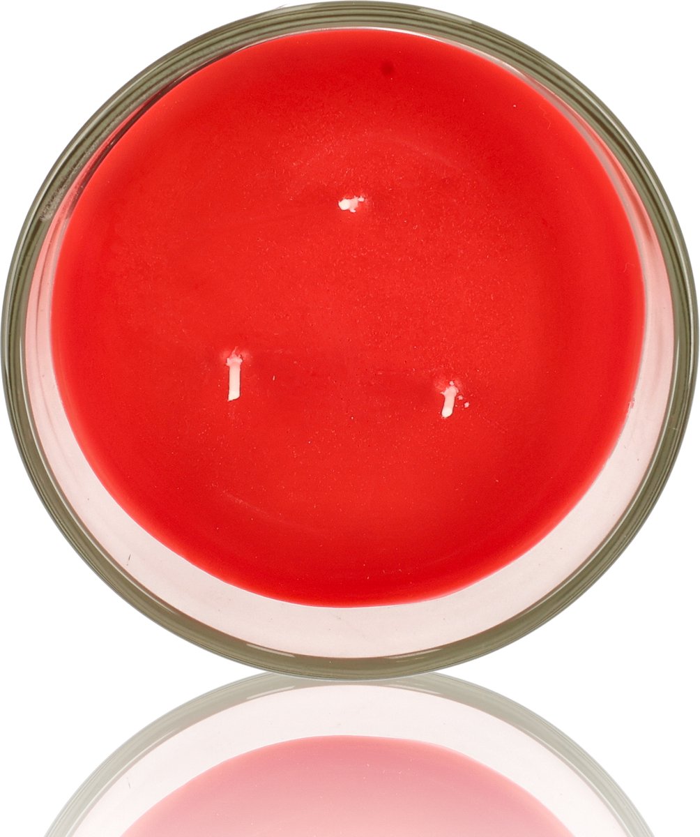 Geurkaars in glas Red Berries rode bessen - Grote luxe Buitenkaars - 48 uur brandduur - Drie lonten scented candle — cadeau in Wonen & Interieur - foto 5