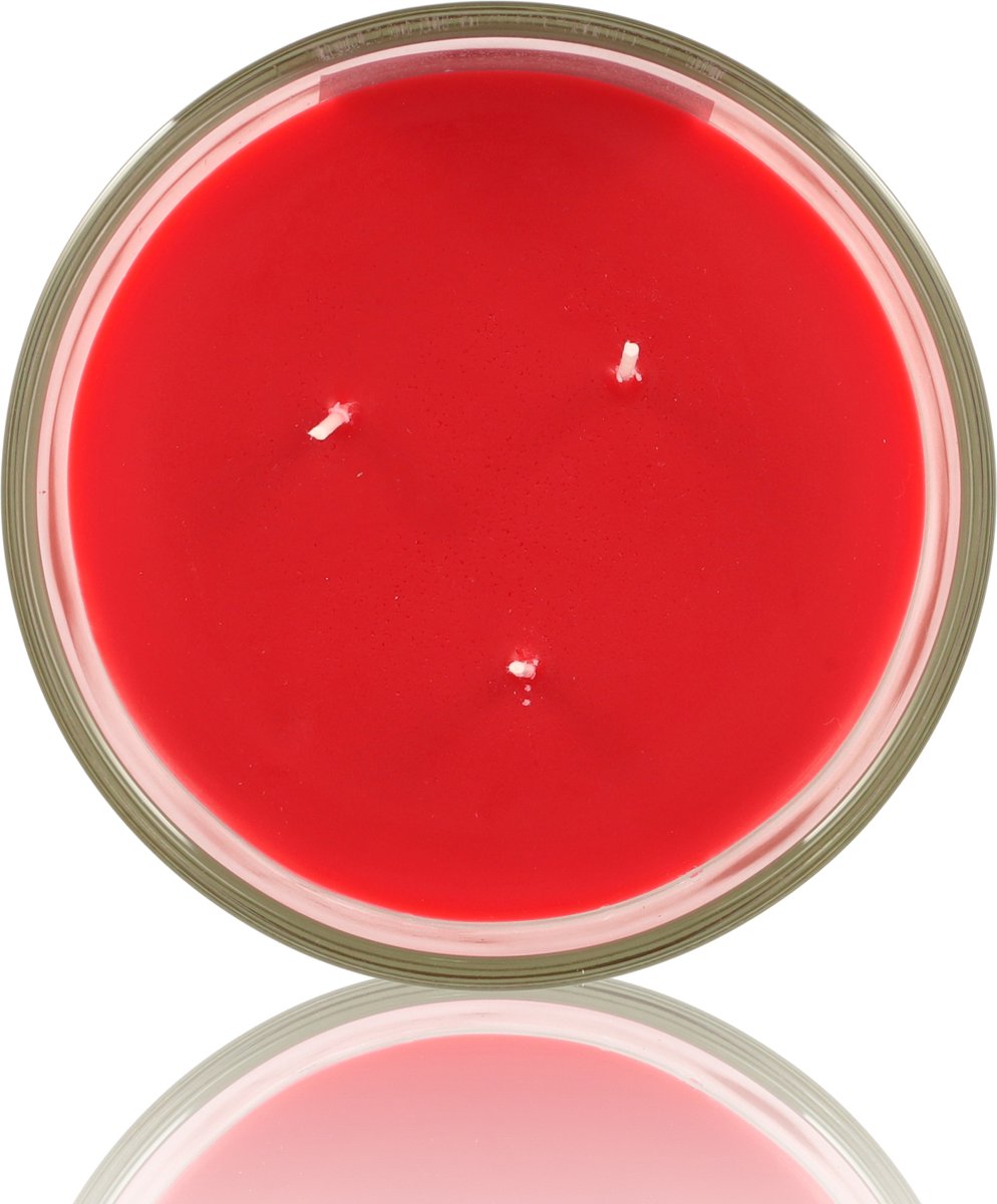 Geurkaars in glas Red Berries rode bessen - Grote luxe Buitenkaars - 48 uur brandduur - Drie lonten scented candle — cadeau in Wonen & Interieur - foto 3